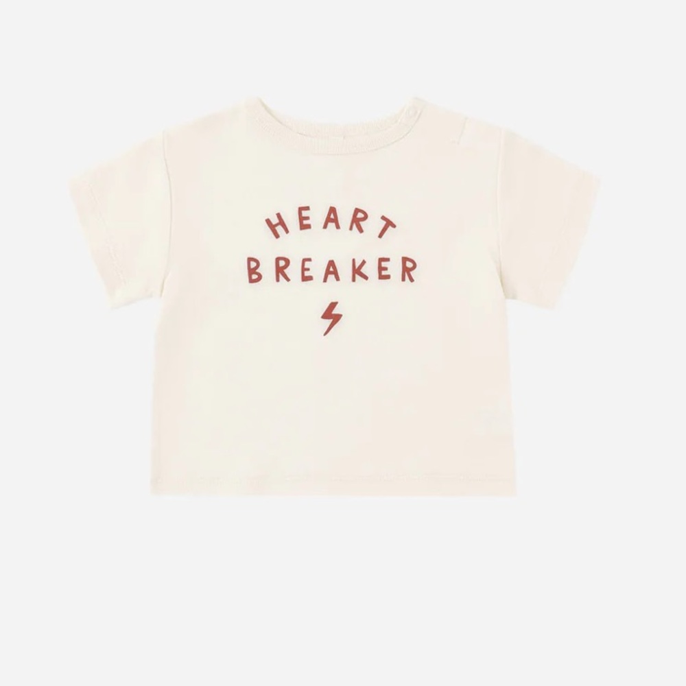 Quincy Mae Cream Boxy Tee with Red 'Heart Breaker' Print